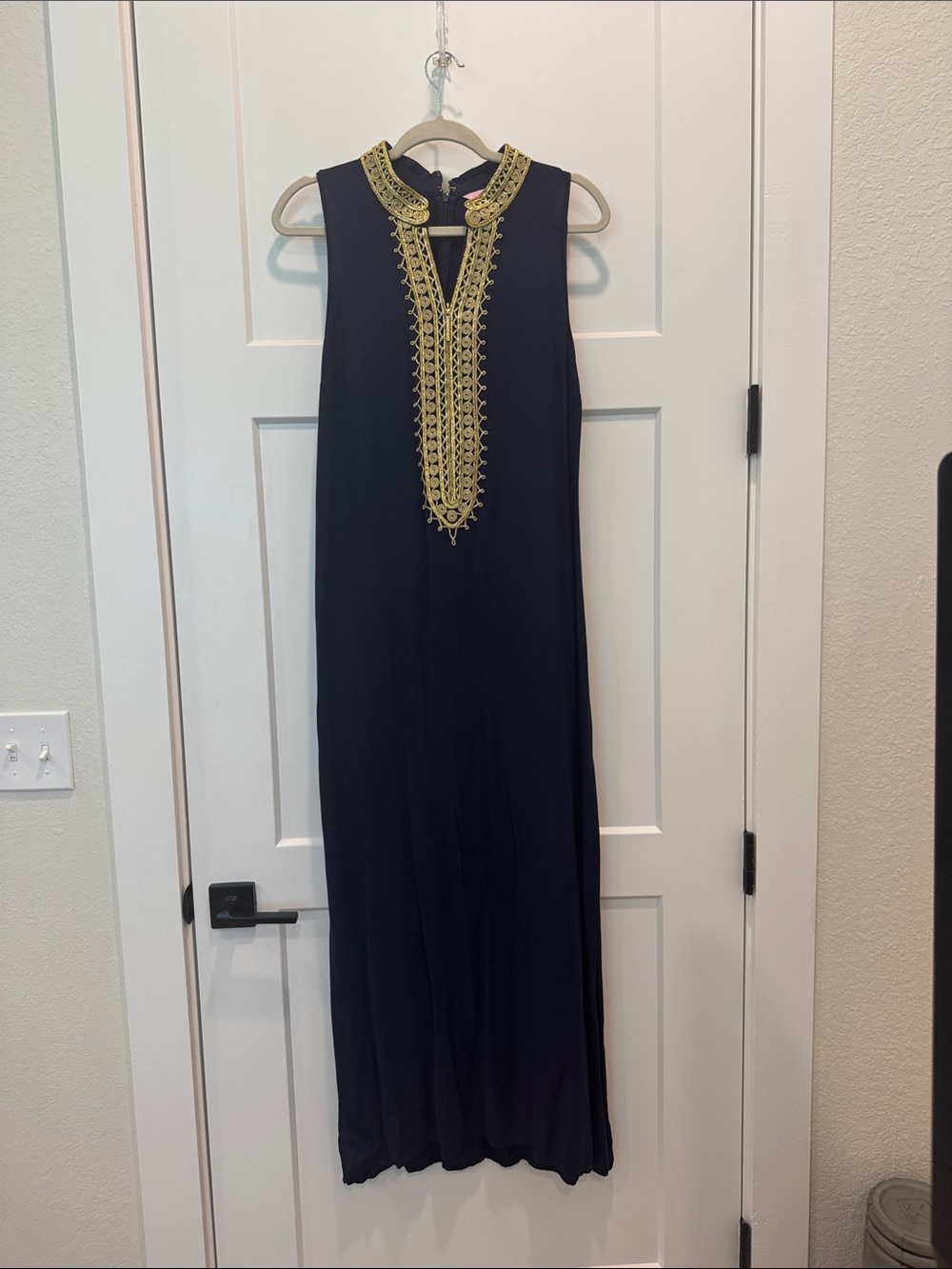 Lilly Pulitzer Navy Maxi Dress with Gold Trim